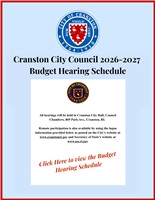 Cranston City Council 2026-2027 Budget Hearing Schedule